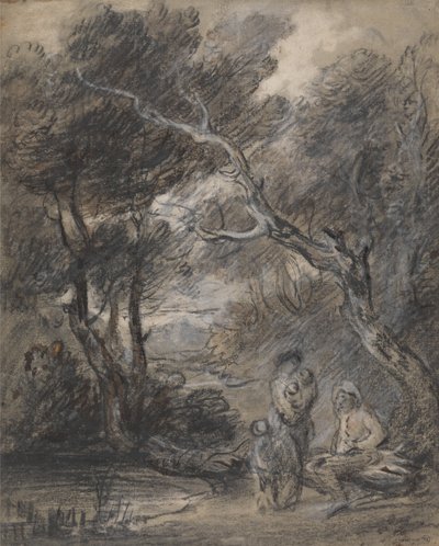 Wooded Landscape with Figures by Thomas Gainsborough